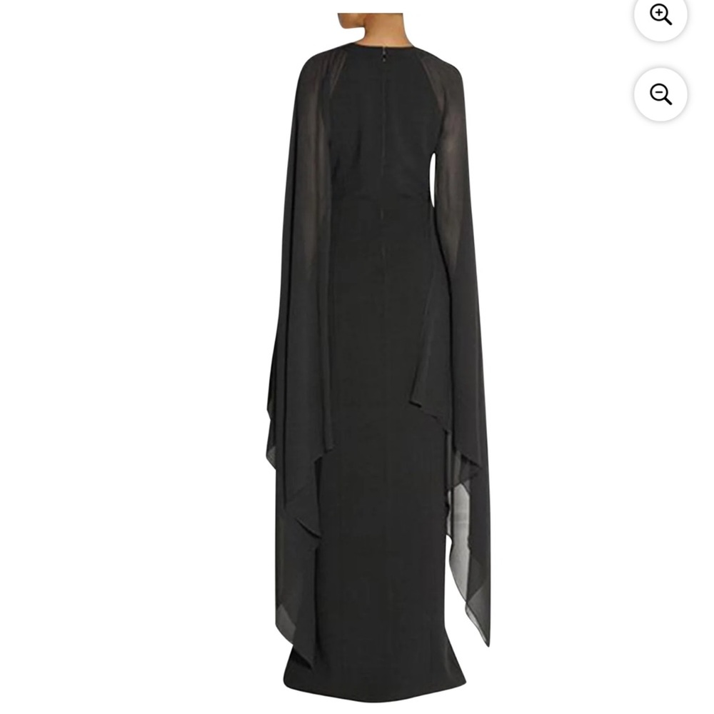 Elegant Black Evening Gown with Cape Sleeves - Size L - Picture 4 of 4